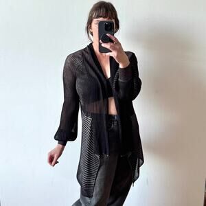 Vintage ESCADA Black and Silver Metallic Open Front Cardigan